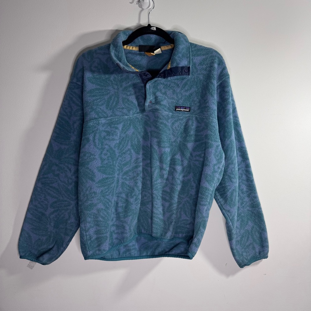 Vintage 90s Patagonia Synchilla Snap-T Teal Leaf Fleece Small Made USA